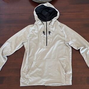 UNRL Beige Crossover Half-Zip Hoodie